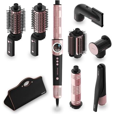 Cecotec Brosse Soufflante Coiffeuse Multifonction avec 8 Accessoires AirGlisse 8in1 Black. 1400W, 110000rpm, Plaques Chauffantes, Fonction Rotative, Fonction Plasma, Accessoires avec Technologie PTC - Publicité Cecotec Brosse Soufflante Coiffeuse Multifonction avec 8 Accessoires AirGlisse 8in1 Black. 1400W, 110000rpm, Plaques Chauffantes, Fonction Rotative, Fonction Plasma, Accessoires avec Technologie PTC - Publicité