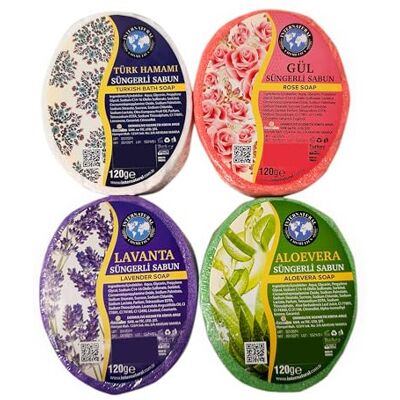Rigasz Handmade Lot de 4 éponges exfoliantes 120 g Expérience de nettoyage naturelle et renouvelante - Publicité Rigasz Handmade Lot de 4 éponges exfoliantes 120 g Expérience de nettoyage naturelle et renouvelante - Publicité