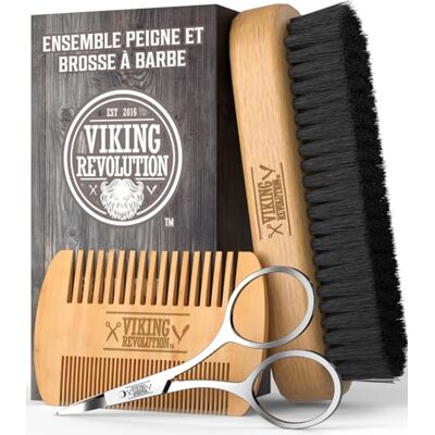 Viking Revolution - Ensemble Peigne et Brosse - Naturel - Barbe - Kit Soin Barbe - Publicité Viking Revolution - Ensemble Peigne et Brosse - Naturel - Barbe - Kit Soin Barbe - Publicité