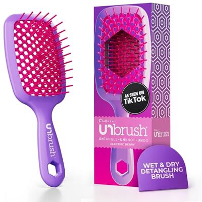 FHI Heat UNbrush Brosse Démêlante à Cheveux Secs ou Mouillés, Brosse à Cheveux Aérée, Brossage sans Douleur, Toute Chevelure, Picots DuoFlex Antistatiques, Manche Léger, Violet Baie Électrique - Publicité FHI Heat UNbrush Brosse Démêlante à Cheveux Secs ou Mouillés, Brosse à Cheveux Aérée, Brossage sans Douleur, Toute Chevelure, Picots DuoFlex Antistatiques, Manche Léger, Violet Baie Électrique - Publicité