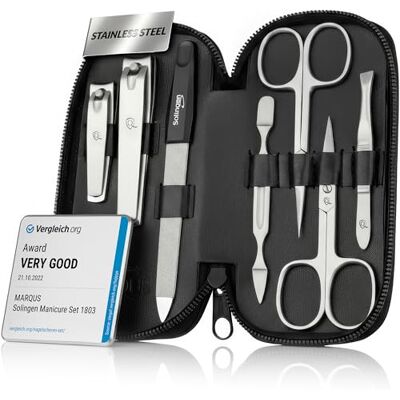 marQus kit manucure pedicure 7 pc.- kit manucure professionnelle en simili-cuir synthétique, 2 coupe ongle, lime a ongles Solingen, pince à épiler, 2 ciseaux, pousse-cuticule - Publicité marQus kit manucure pedicure 7 pc.- kit manucure professionnelle en simili-cuir synthétique, 2 coupe ongle, lime a ongles Solingen, pince à épiler, 2 ciseaux, pousse-cuticule - Publicité