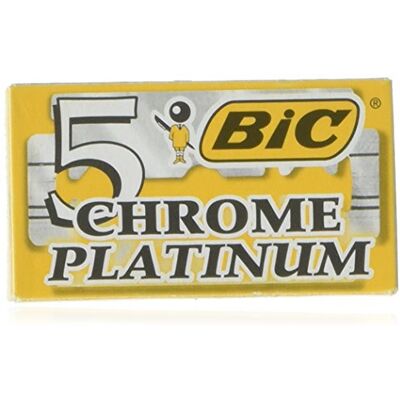 BIC Lot de 5 lames pour rasoir de sécurité double face, chrome et platine) - Publicité BIC Lot de 5 lames pour rasoir de sécurité double face, chrome et platine) - Publicité