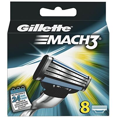 Gillette Mach3 Ancienne version Lames de rasoir 8 lames - Publicité Gillette Mach3 Ancienne version Lames de rasoir 8 lames - Publicité