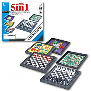 ITODA Mini Jeu d'échecs Magnétique 5-en-1 Échiquier Echecs avec Plateau en Plastique Jeu de Pièces d'échecs Portable pour Plus de 3ans ou Adultes Jouet de Créatif Education Cadeau Anniversaire Noël - Publicité