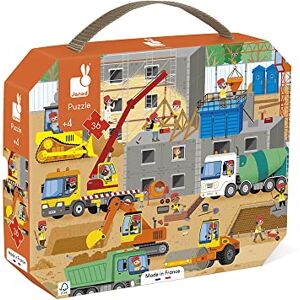 Janod Puzzle Enfant Le Chantier 36 Pièces Jeu Educatif Motricité Fine et Concentration Valisette Poignée Fabriqué en France et Certifié FSC Dès 4 Ans, J02604 - Publicité