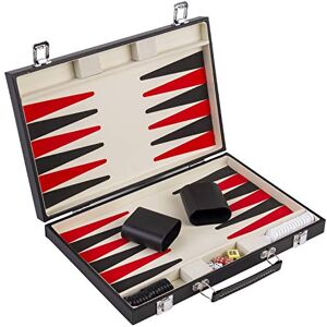 Engelhart 250505 Backgammon Rouge Noir et Blanc 36 cm Jeu de stratégie Finitions Simili Cuir 5 Dés 2 Gobelets Et pions Jeux De Société Familial A Partir De 6 Ans - Publicité