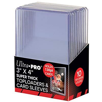 Ultra Pro 3 X 4 Super Thick 130PT Toploader with Thick Card Sleeves 10 ct - Publicité Ultra Pro 3 X 4 Super Thick 130PT Toploader with Thick Card Sleeves 10 ct - Publicité