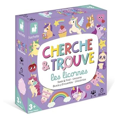 Janod , Mon Premier Cherche et Trouve Licornes, Jeu Enfant Dès 3 Ans Jeu d'Observation Coopératif, Plateau Recto-Verso, 20 Cartes et 1 Dé en Bois, De 1 à 4 joueurs - Publicité Janod , Mon Premier Cherche et Trouve Licornes, Jeu Enfant Dès 3 Ans Jeu d'Observation Coopératif, Plateau Recto-Verso, 20 Cartes et 1 Dé en Bois, De 1 à 4 joueurs - Publicité