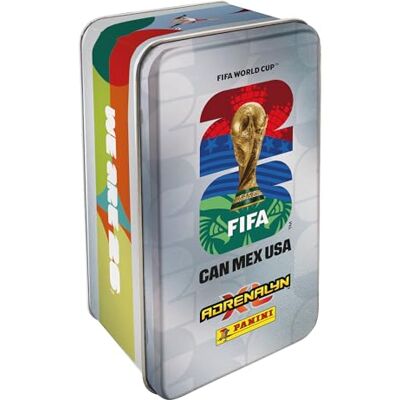 Panini Coupe du Monde DE LA FIFA 2026 Trading Cards Game Boîte métal 8 Pochettes + 1 Golden Baller + 3 Cartes édition limitée (4 Coloris aléatoires) - Publicité Panini Coupe du Monde DE LA FIFA 2026 Trading Cards Game Boîte métal 8 Pochettes + 1 Golden Baller + 3 Cartes édition limitée (4 Coloris aléatoires) - Publicité