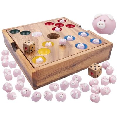 Engelhart Jeu de Société en Bois et Jeu de Dés Trou du Cochon 60 Petits Cochons Roses en Céramique, Coffret Bois 18,5 cm, 1 Dé – Ambiance Familiale dès 6 Ans, 2 à 6 Joueurs 350440 - Publicité Engelhart Jeu de Société en Bois et Jeu de Dés Trou du Cochon 60 Petits Cochons Roses en Céramique, Coffret Bois 18,5 cm, 1 Dé – Ambiance Familiale dès 6 Ans, 2 à 6 Joueurs 350440 - Publicité
