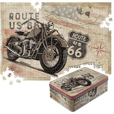 Puzzle rétro 1000 pièces 68 x 48 cm Route 66 Carte de vélo Idée de cadeau pour les fans d'Amérique pour adultes dans une boîte métallique vintage comme emballage cadeau - Publicité Puzzle rétro 1000 pièces 68 x 48 cm Route 66 Carte de vélo Idée de cadeau pour les fans d'Amérique pour adultes dans une boîte métallique vintage comme emballage cadeau - Publicité