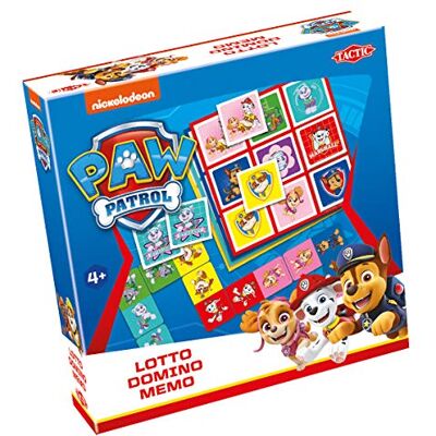 Tactic 56203 Paw Patrol 3 en 1 : Mémo, Lotto, Domino - Publicité Tactic 56203 Paw Patrol 3 en 1 : Mémo, Lotto, Domino - Publicité