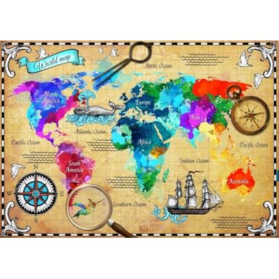 Bluebird Puzzle 2000 pièces Colorful World Map - Publicité Bluebird Puzzle 2000 pièces Colorful World Map - Publicité