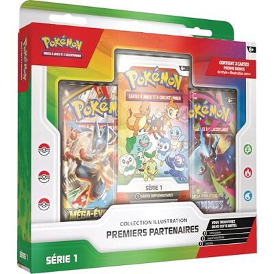 Pokémon : Collection Illustration Premiers Partenaires – Série 1 (3 Cartes Promo, 2 boosters et 1 Page d’Autocollants) du JCC - Publicité Pokémon : Collection Illustration Premiers Partenaires – Série 1 (3 Cartes Promo, 2 boosters et 1 Page d’Autocollants) du JCC - Publicité