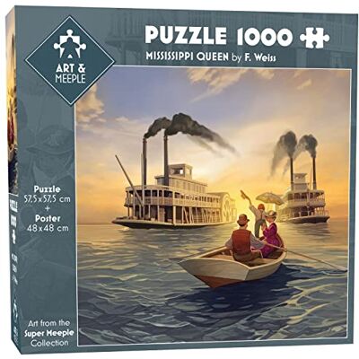 Puzzle Carre 1000 pcs Haute Qualité 57,5x57,5 cm + Poster 48x48 cm, Découpe Originale des pièces, Carton épais contrecollé des 2 côtés avec Papier Vernis – Mississippi Queen - Publicité Puzzle Carre 1000 pcs Haute Qualité 57,5x57,5 cm + Poster 48x48 cm, Découpe Originale des pièces, Carton épais contrecollé des 2 côtés avec Papier Vernis – Mississippi Queen - Publicité