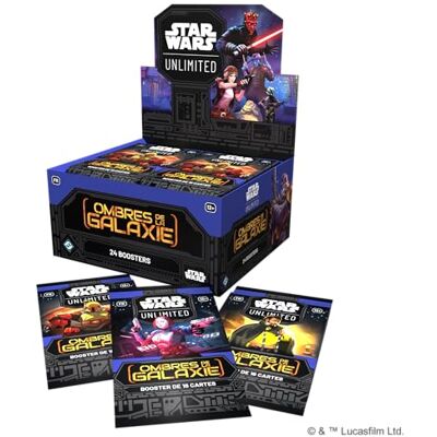 Asmodee FFG Star Wars: Unlimited Ombres de la Galaxie Boîte de 24 Boosters Jeu de Cartes à Collectionner Jeu de société pour Adultes et Enfants, dès 12 Ans, 2 Joueurs Version française - Publicité Asmodee FFG Star Wars: Unlimited Ombres de la Galaxie Boîte de 24 Boosters Jeu de Cartes à Collectionner Jeu de société pour Adultes et Enfants, dès 12 Ans, 2 Joueurs Version française - Publicité