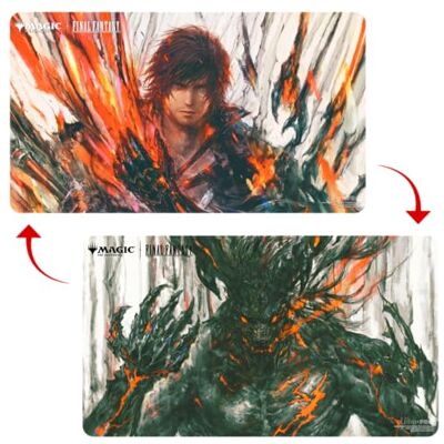 Ultra Pro Final Fantasy x Universes Beyond Clive, First Shield of Rosaria/Summon Ifrit Double-Sided Playmat for Magic: The Gathering - Publicité Ultra Pro Final Fantasy x Universes Beyond Clive, First Shield of Rosaria/Summon Ifrit Double-Sided Playmat for Magic: The Gathering - Publicité