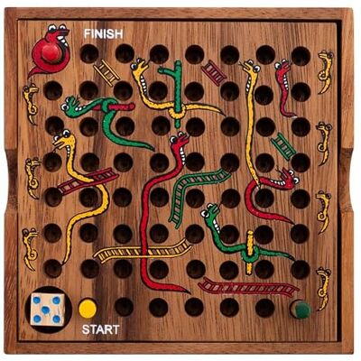 Jeu de Serpents et Échelles en Bois Engelhart - 2-4 Joueurs - 13.5x13.5x3.5cm - Publicité Jeu de Serpents et Échelles en Bois Engelhart - 2-4 Joueurs - 13.5x13.5x3.5cm - Publicité