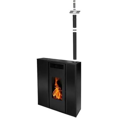 Interstoves Pack Poêle à granules TESSA 10 Etanche sortie Concentrique sur le dessus + Kit Conduit Vertical 80/125 Noir - Publicité Interstoves Pack Poêle à granules TESSA 10 Etanche sortie Concentrique sur le dessus + Kit Conduit Vertical 80/125 Noir - Publicité
