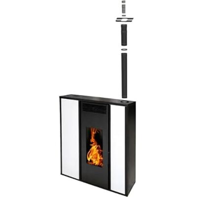 Interstoves Pack Poêle à granules TESSA 10 Etanche sortie Concentrique sur le dessus + Kit Conduit Vertical 80/125 Blanc - Publicité Interstoves Pack Poêle à granules TESSA 10 Etanche sortie Concentrique sur le dessus + Kit Conduit Vertical 80/125 Blanc - Publicité