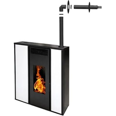 Interstoves Pack Poêle à granules TESSA 10 Etanche sortie Concentrique sur le dessus + Kit Conduit Ventouse (sortie façade) Blanc - Publicité Interstoves Pack Poêle à granules TESSA 10 Etanche sortie Concentrique sur le dessus + Kit Conduit Ventouse (sortie façade) Blanc - Publicité