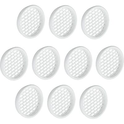 Gedotec Lot de 10 grilles d'aération en plastique blanc Trou d'aération rond Flow Grille de ventilation avec bord de recouvrement Avec grille Couvercle de ventilation stable Grille de - Publicité Gedotec Lot de 10 grilles d'aération en plastique blanc Trou d'aération rond Flow Grille de ventilation avec bord de recouvrement Avec grille Couvercle de ventilation stable Grille de - Publicité