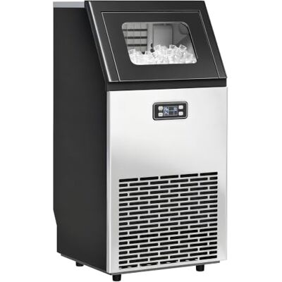 HOMCOM Machine à glaçons commerciale 45kg/24h écran LCD & minuterie Capacité 11 kg, auto-nettoyant, acier inoxydable, pelle, pour bar, café. Publicité HOMCOM Machine à glaçons commerciale 45kg/24h écran LCD & minuterie Capacité 11 kg, auto-nettoyant, acier inoxydable, pelle, pour bar, café. Publicité