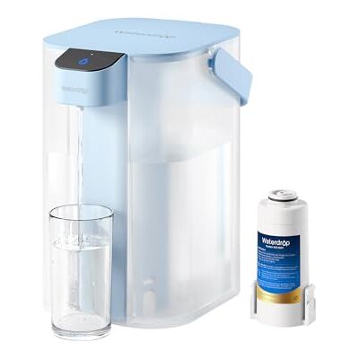 Waterdrop Carafe filtrante électrique instantanée, 3,5 l, 3 mois, système d'eau potable extérieur, réduit le chlore, le plomb, le mercure, le PFAS, PFOA/PFOS, bleu clair (réduit le TDS pas) - Publicité Waterdrop Carafe filtrante électrique instantanée, 3,5 l, 3 mois, système d'eau potable extérieur, réduit le chlore, le plomb, le mercure, le PFAS, PFOA/PFOS, bleu clair (réduit le TDS pas) - Publicité