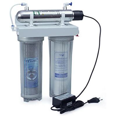 MGidea Lampe de purification d'eau UV 3 étapes système de filtration triple 6 W ultraviolet purificateur d'eau lampe stérilisateur cartouches de charbon actif - Publicité MGidea Lampe de purification d'eau UV 3 étapes système de filtration triple 6 W ultraviolet purificateur d'eau lampe stérilisateur cartouches de charbon actif - Publicité
