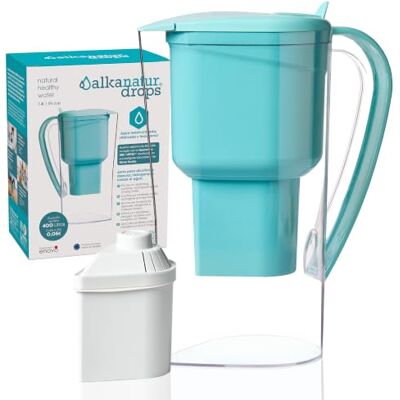 Alkanatur Carafe Filtrante Eau 1,4 L avec Filtre Original Eau Alcaline Sans BPA Filtration Double Phase 400 Litres Charbon Actif Anti Calcaire Élimine Chlore Métaux Lourds Microplastiques Sans BPA - Publicité Alkanatur Carafe Filtrante Eau 1,4 L avec Filtre Original Eau Alcaline Sans BPA Filtration Double Phase 400 Litres Charbon Actif Anti Calcaire Élimine Chlore Métaux Lourds Microplastiques Sans BPA - Publicité