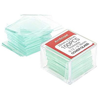 AmScope Lot de 100 lames carrées pour microscope en verre, 22 mm x 22 mm - Publicité AmScope Lot de 100 lames carrées pour microscope en verre, 22 mm x 22 mm - Publicité
