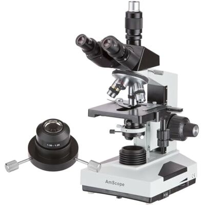 AmScope T490B-DKO 40X-2000X Microscope trinoculaire avec condensateur d'huile - Publicité AmScope T490B-DKO 40X-2000X Microscope trinoculaire avec condensateur d'huile - Publicité