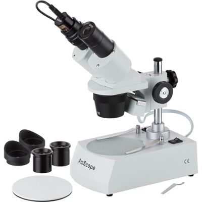 AmScope Se305r-pz-e 10 x -20 X -30 x -60 x stéréo microscope avec 2 lumières + USB Camera - Publicité AmScope Se305r-pz-e 10 x -20 X -30 x -60 x stéréo microscope avec 2 lumières + USB Camera - Publicité