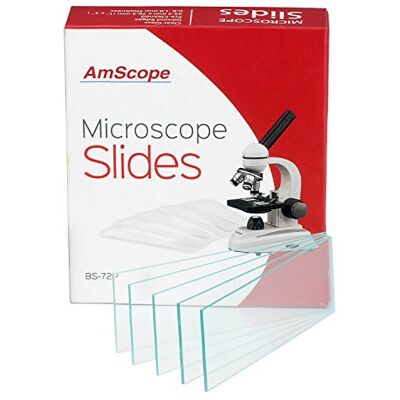 AmScope BS-72P 72 lames de microscope vierges pré-nettoyées avec bords au sol - Publicité AmScope BS-72P 72 lames de microscope vierges pré-nettoyées avec bords au sol - Publicité