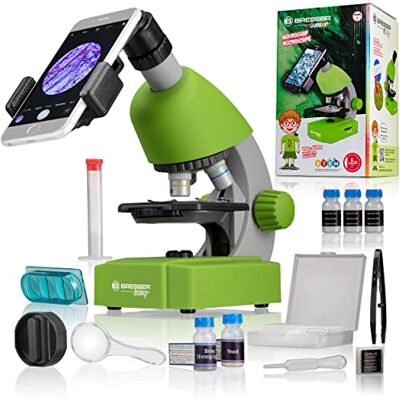 BRESSER Junior Microscope pour enfants éclairage LED réglable support pour smartphone préparation de spécimens et échantillons préparés pour l'éducation et l'exploration microcosmique Vert - Publicité BRESSER Junior Microscope pour enfants éclairage LED réglable support pour smartphone préparation de spécimens et échantillons préparés pour l'éducation et l'exploration microcosmique Vert - Publicité