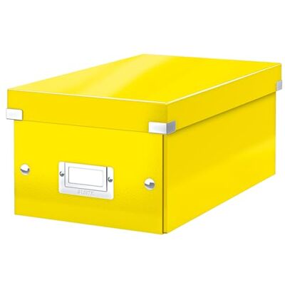 Leitz , Boîte de rangement Click & Store, Format DVD (20,6 x 14,7 x 35,2 cm), adapté aux DVD et autres objets, Pour le bureau, la maison, Montage bouton pression, Carton recyclé à 84%, Jaune, 60420016 - Publicité Leitz , Boîte de rangement Click & Store, Format DVD (20,6 x 14,7 x 35,2 cm), adapté aux DVD et autres objets, Pour le bureau, la maison, Montage bouton pression, Carton recyclé à 84%, Jaune, 60420016 - Publicité