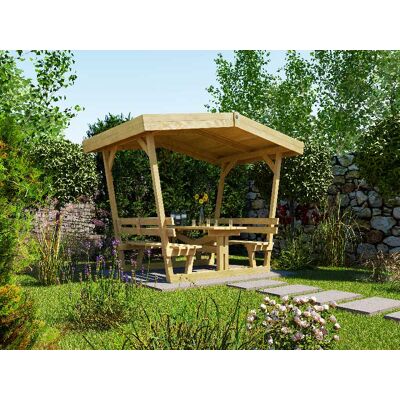 Pavillon de jardin WEKA 662 - Pavillon en bois étanche pour 8 personnes - Publicité Pavillon de jardin WEKA 662 - Pavillon en bois étanche pour 8 personnes - Publicité