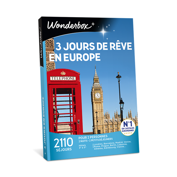 Wonderbox Coffret cadeau 3 jours de rêve en Europe Séjour week end