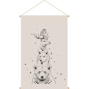 Miliboo Kakemono enfant tableau en toile suspendue illustration animaux de la foret L40 x H60 cm BUDDY