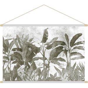 Miliboo Kakemono tableau en toile suspendue feuilles tropicales noir et blanc L90 x H60 cm MACA