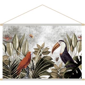 Miliboo Kakemono tableau en toile suspendue jungle et oiseaux tropicaux L150 x H100 cm PASSARO