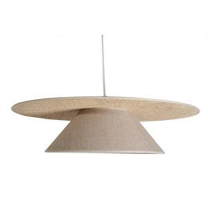 Miliboo Suspension en lin beige et rabane naturelle L55 cm AZAMI