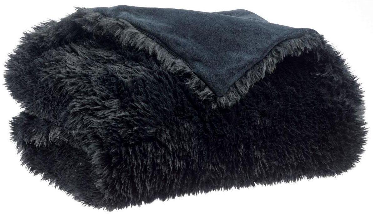 Miliboo Plaid imitation fourrure noir 140 x 180 cm ALPIN Miliboo Plaid imitation fourrure noir 140 x 180 cm ALPIN