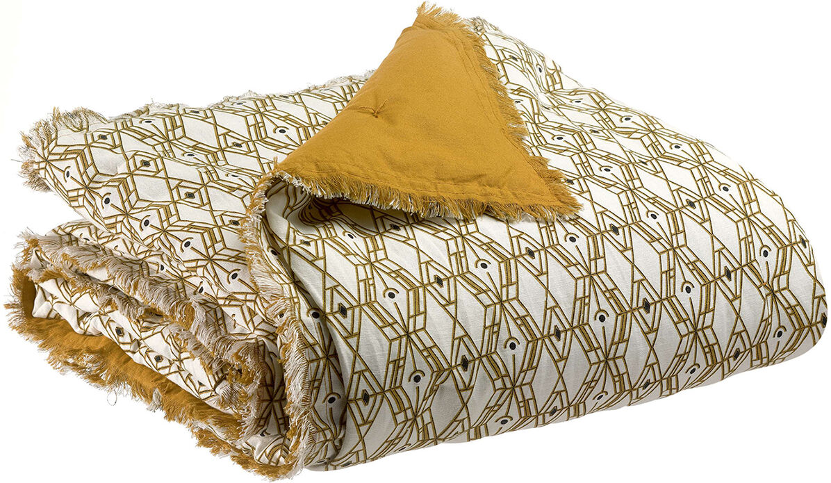 Miliboo Plaid imprimé graphique en lin 135 x 200 cm BAKO Miliboo Plaid imprimé graphique en lin 135 x 200 cm BAKO