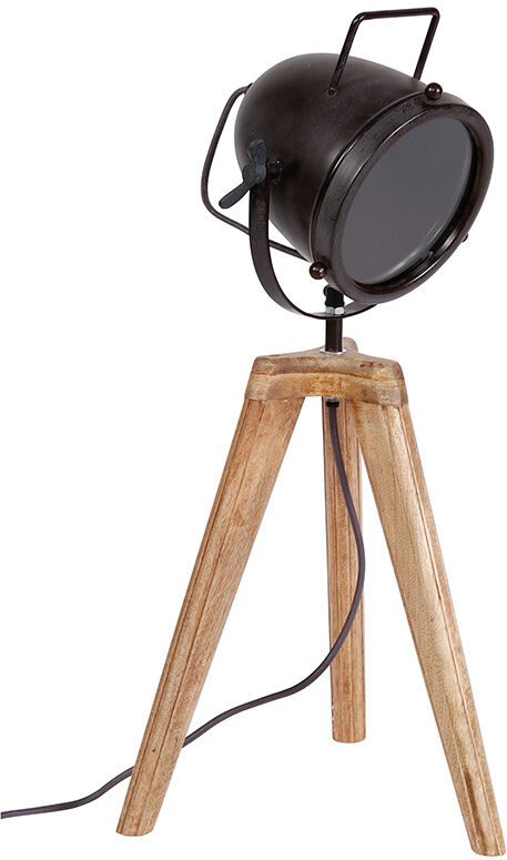 Miliboo Lampe à poser industrielle trépied bois et métal STUDIO Miliboo Lampe à poser industrielle trépied bois et métal STUDIO