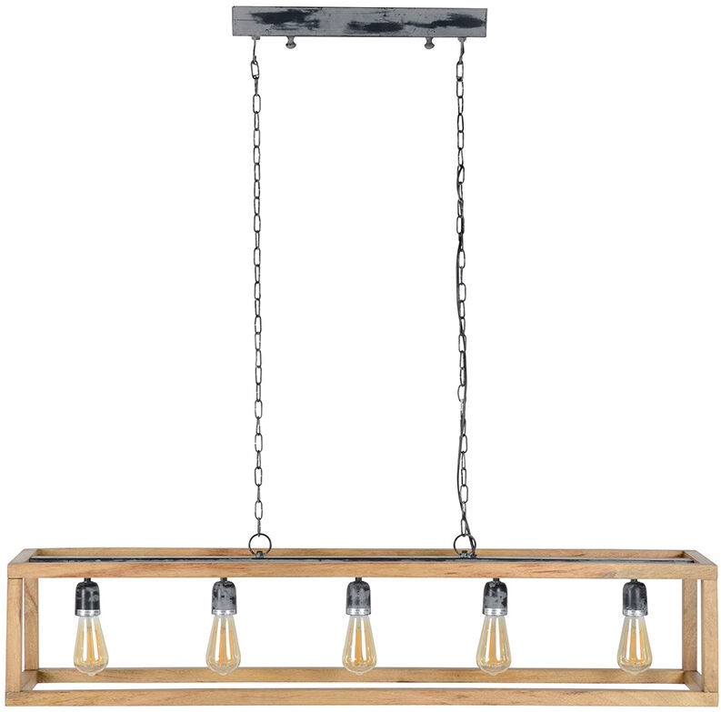 Miliboo Suspension en manguier 5 ampoules L125 cm BOSCO