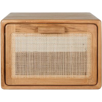 Miliboo Meuble de salle de bain suspendu en bois teck massif et cannage rotin L50 cm BALIA - Publicité Miliboo Meuble de salle de bain suspendu en bois teck massif et cannage rotin L50 cm BALIA - Publicité