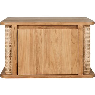 Miliboo Meuble de salle de bain suspendu en bois teck massif et cannage rotin L60 cm SOLEA - Publicité Miliboo Meuble de salle de bain suspendu en bois teck massif et cannage rotin L60 cm SOLEA - Publicité