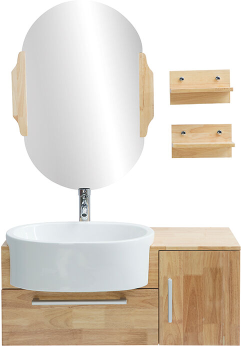 Miliboo Meuble de salle de bain : vasque, meuble sous-vasque, étagères et miroir NIVAN Miliboo Meuble de salle de bain : vasque, meuble sous-vasque, étagères et miroir NIVAN