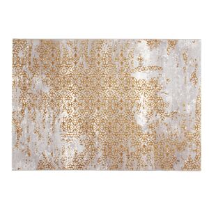 Miliboo Tapis rectangulaire a motif arabesques aspect vieilli ocre et gris clair 160 x 230 cm MARSA